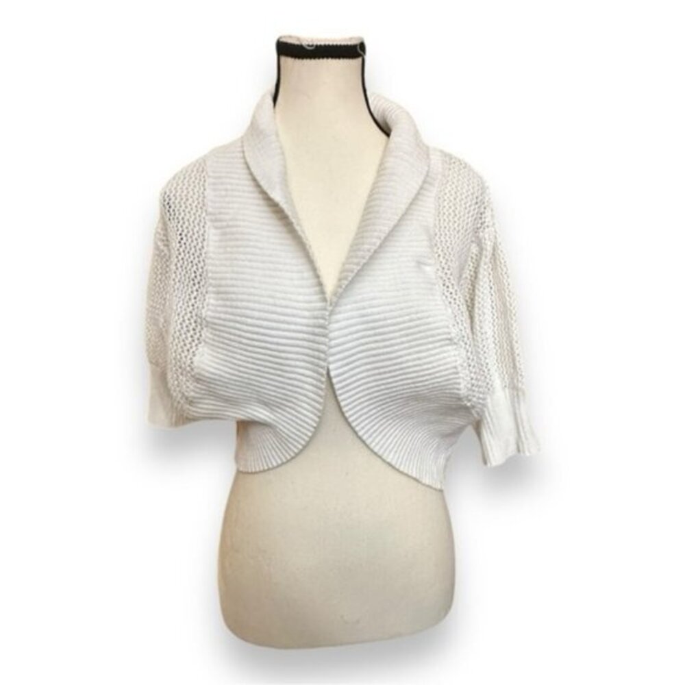 Women’s torrid 1 Vintage Style White Knit Short Sleeve Bolero Shrug 14 16